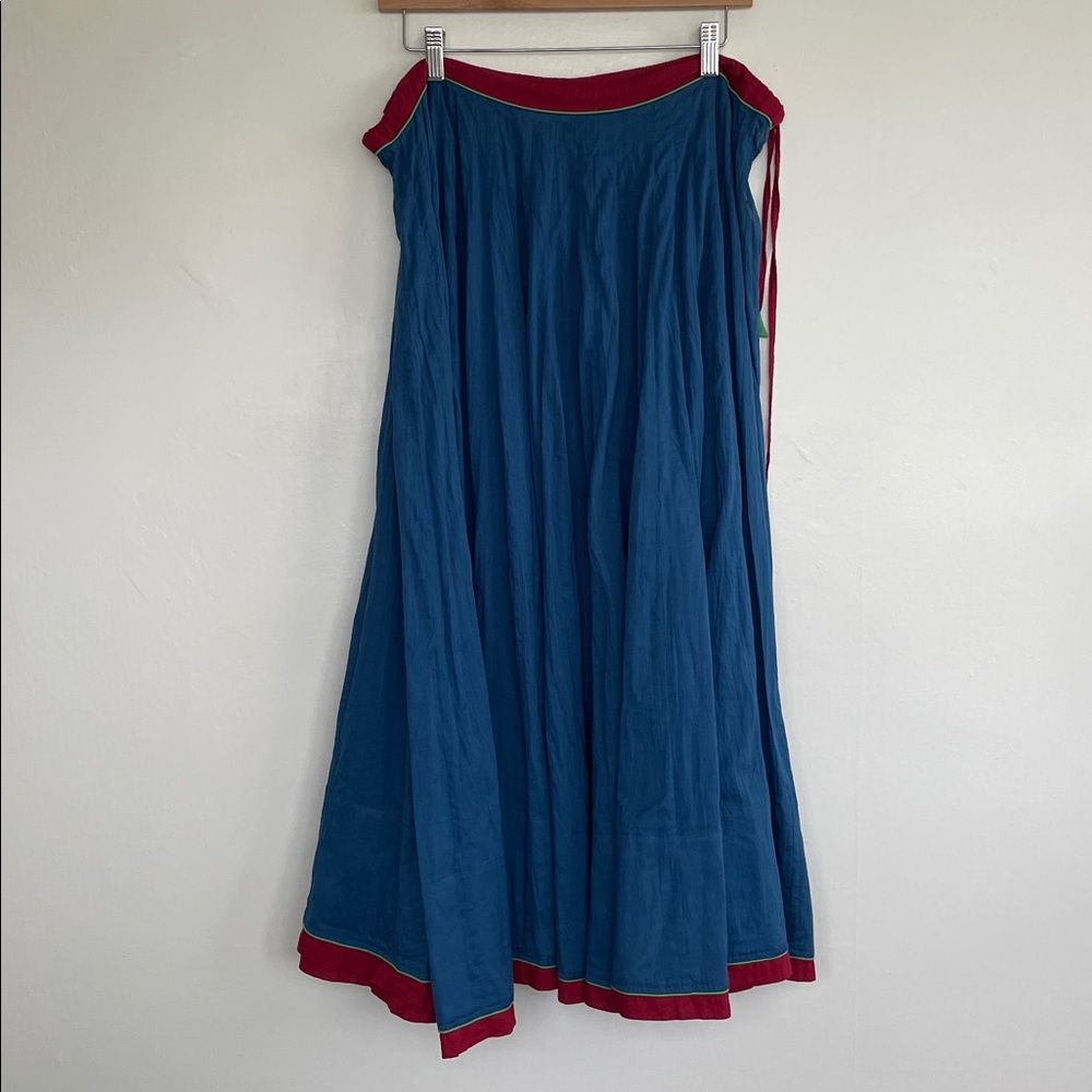 Tulsi Shop Blue White and Green Maxi Skirt One Size